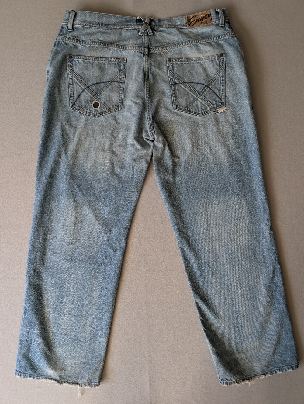 Vintage Enyce Jeans 2000s Y2K Light Wash Distressed Hip Hop Baggy Denim Sz 44